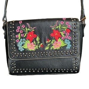 Montana West Embroidered Floral Stud Crossbody Bag